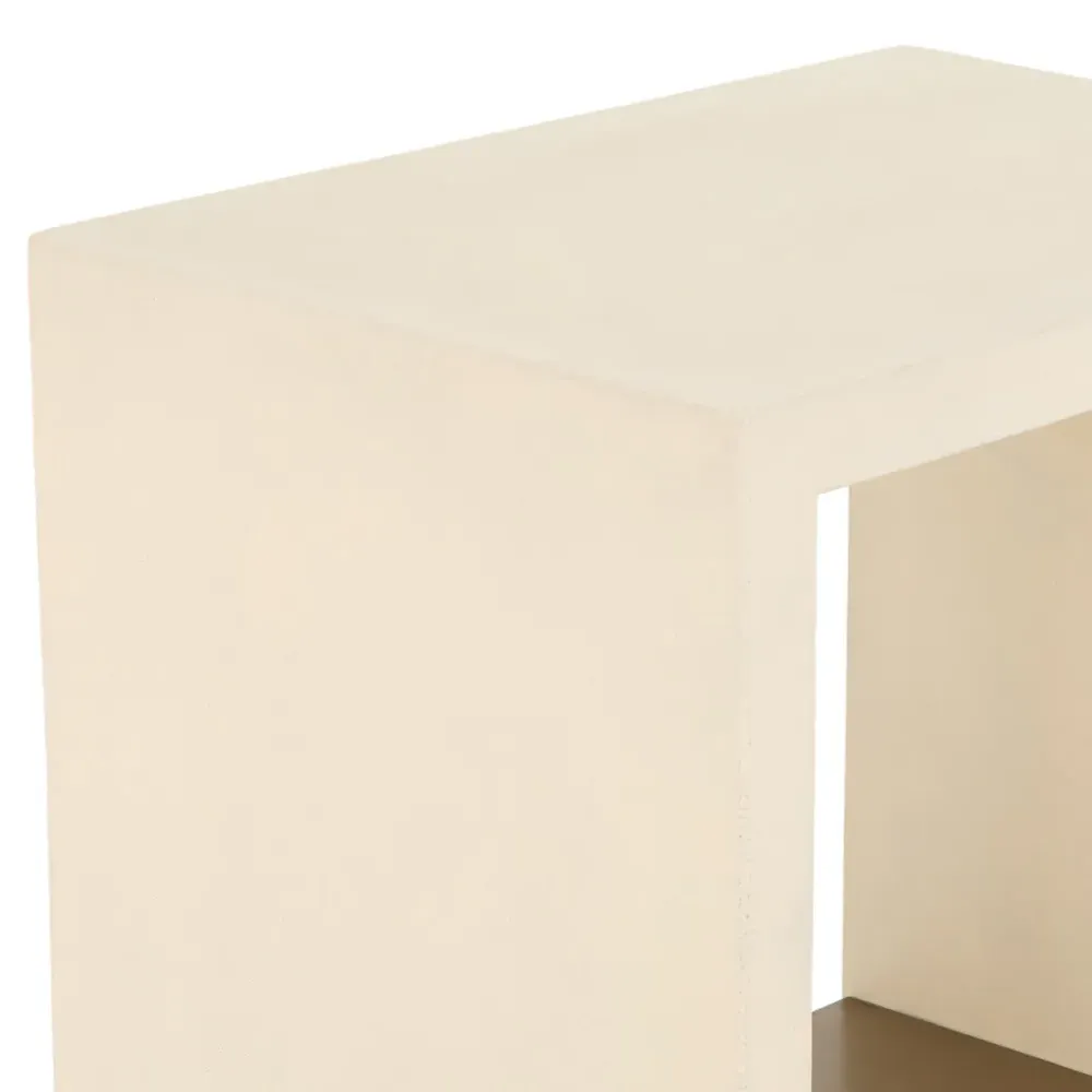 Matthew Rectangular Side Table - White, Concrete