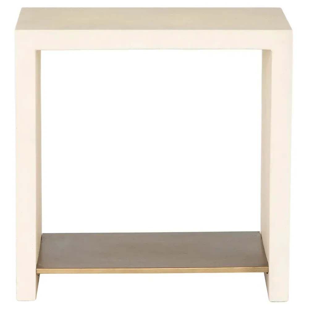 Matthew Rectangular Side Table - White, Concrete