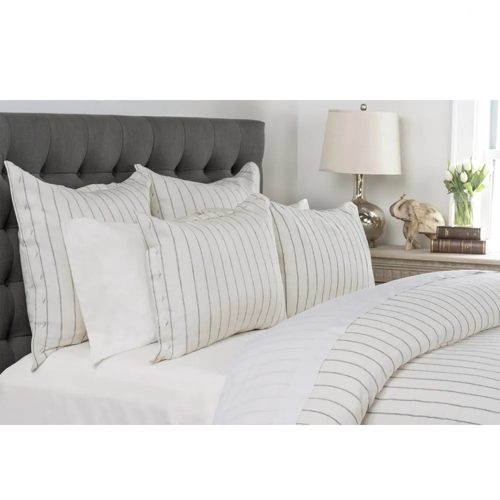 Mavis Euro Striped Linen Sham - White