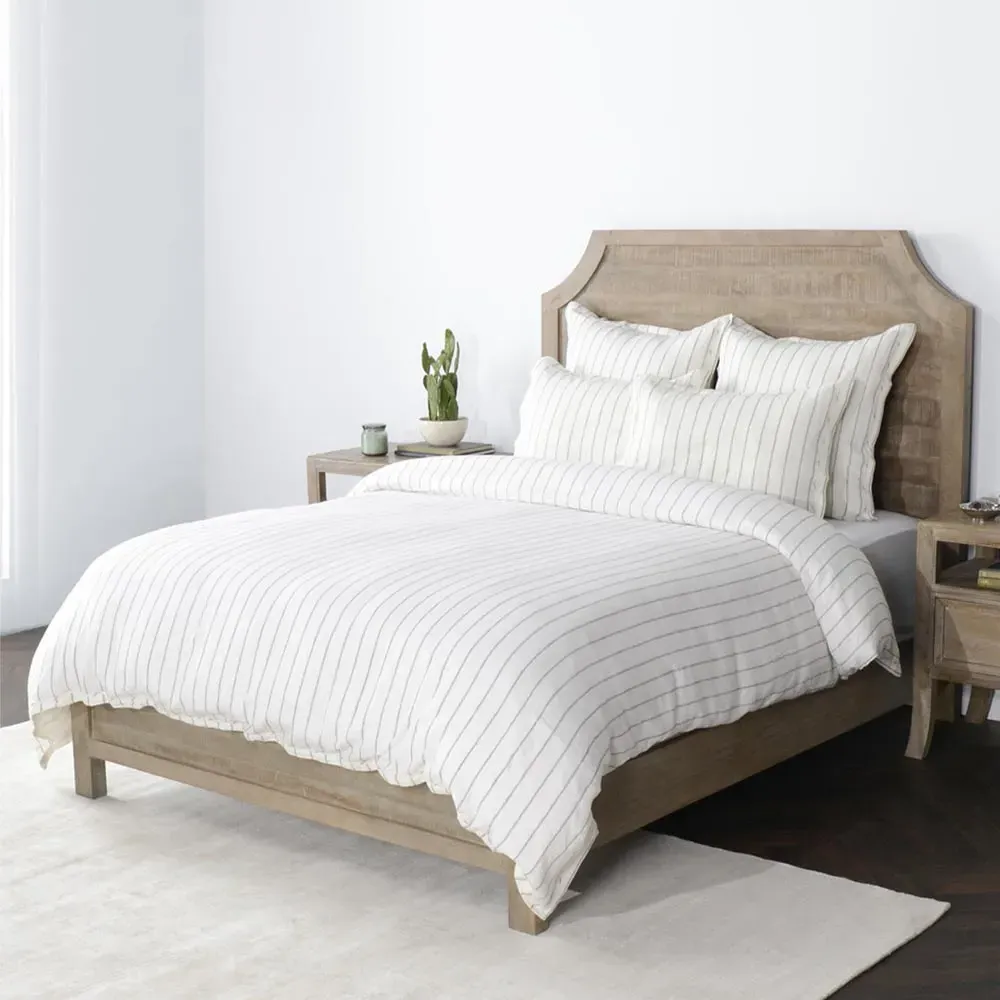 Mavis Euro Striped Linen Sham - White