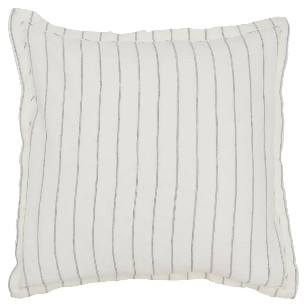 Mavis Euro Striped Linen Sham - White