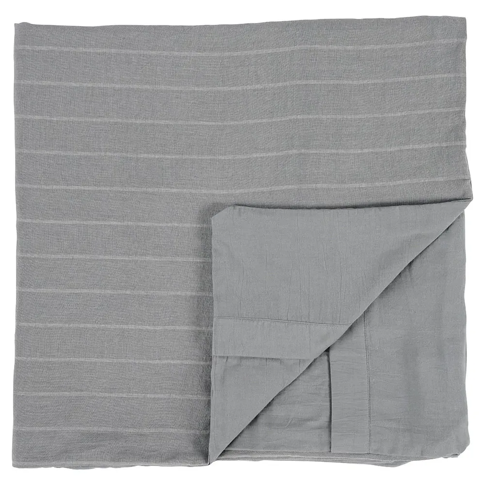 Mavis King Size Striped Duvet - Blue, Linen