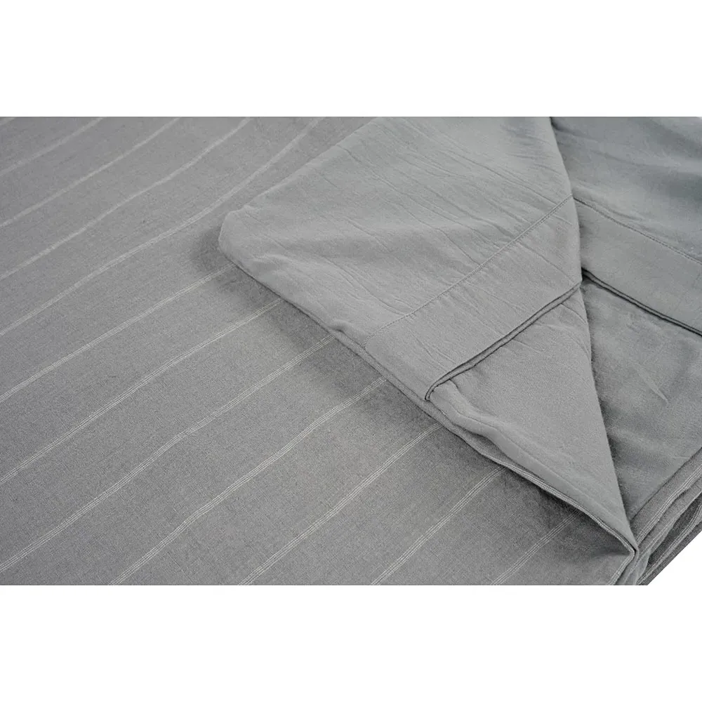 Mavis King Size Striped Duvet - Blue, Linen