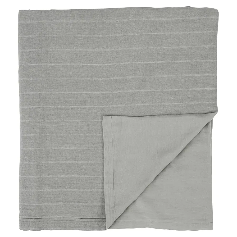 Mavis King Size Striped Duvet - Sage, Linen