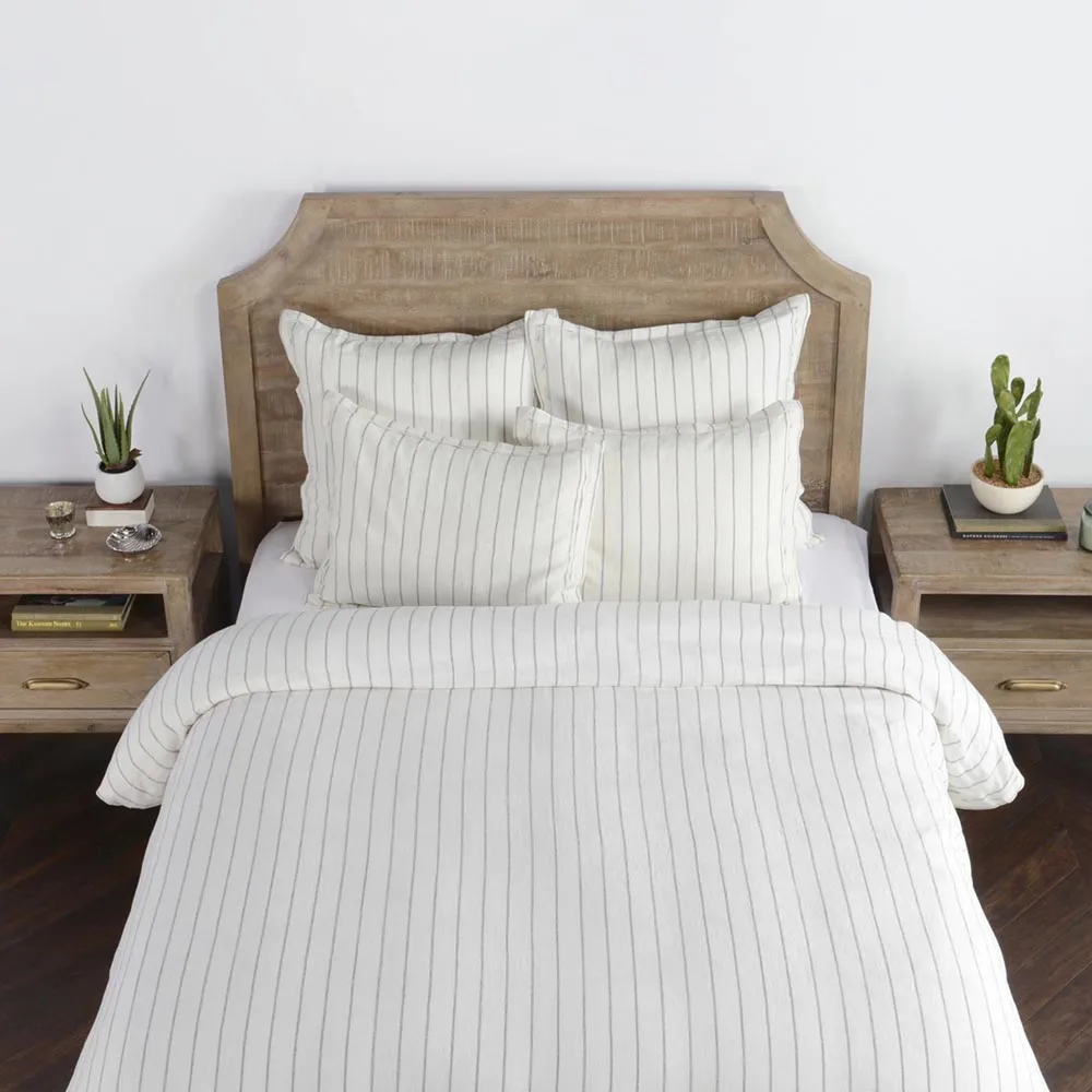 Mavis King Striped Linen Sham - White
