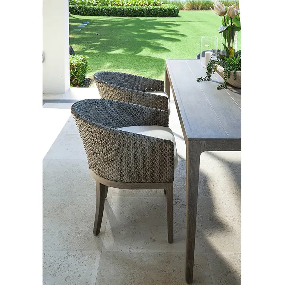 Mavis Outdoor Dining Arm Chair - Grey, Wicker