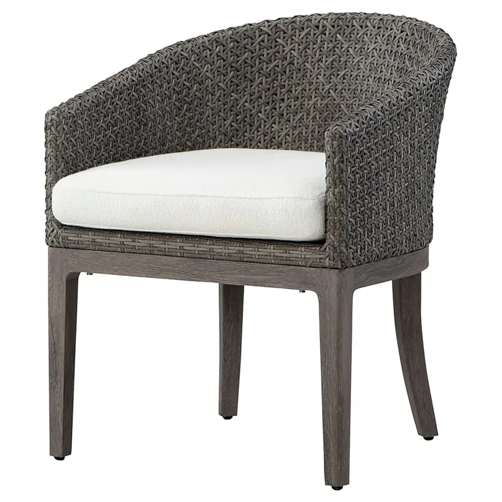 Mavis Outdoor Dining Arm Chair - Grey, Wicker