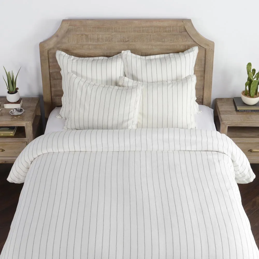Mavis Queen Size Duvet Set - White, Linen