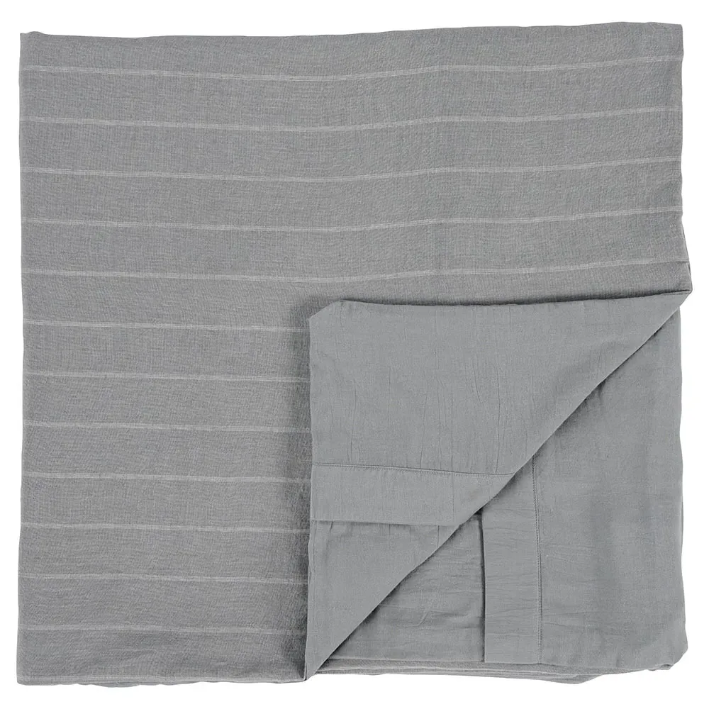 Mavis Queen Size Striped Duvet - Blue, Linen