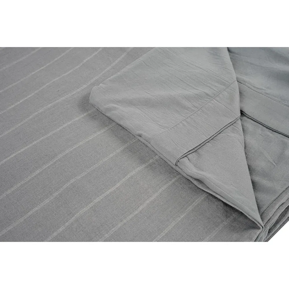 Mavis Queen Size Striped Duvet - Blue, Linen