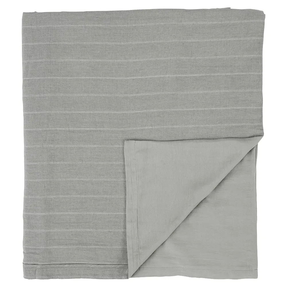 Mavis Queen Size Striped Duvet - Sage, Linen