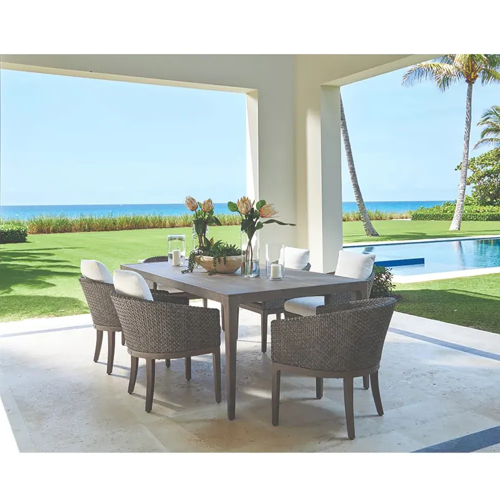 Mavis Rectangular Outdoor Dining Table - Grey, Aluminum