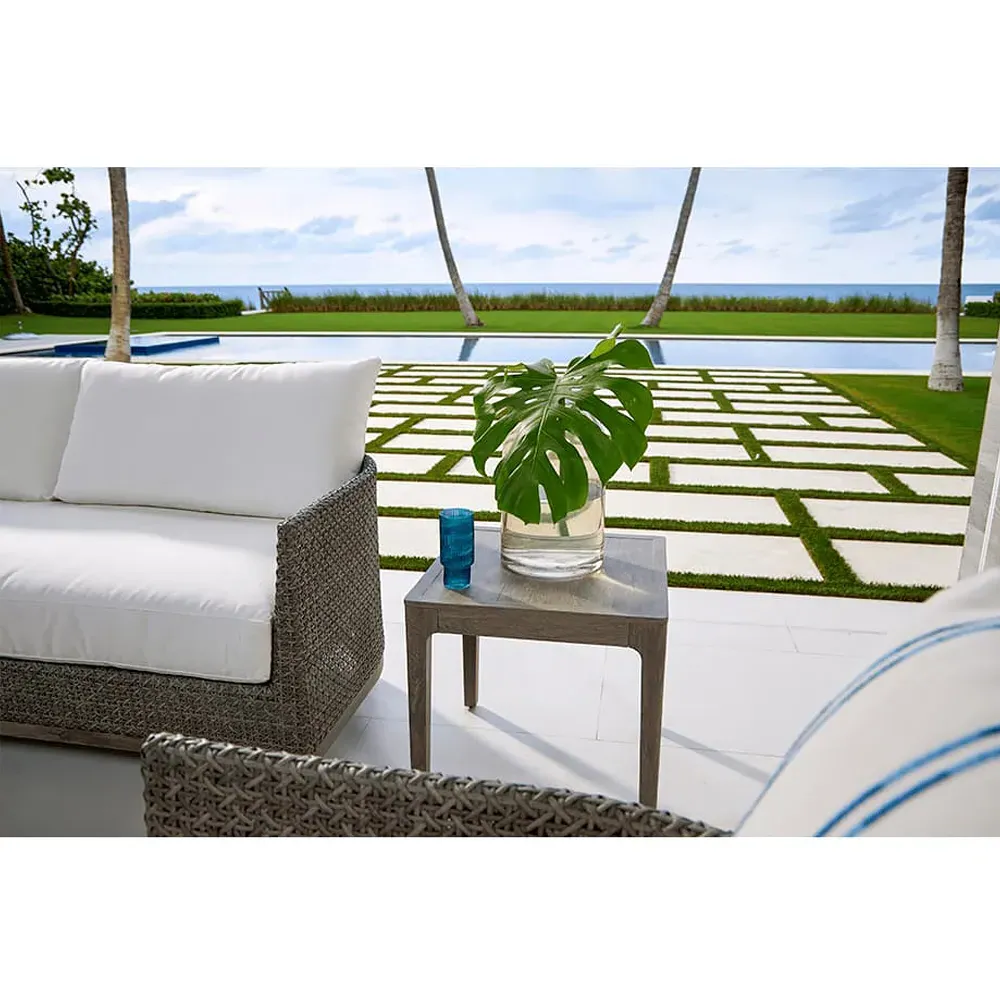 Mavis Square Outdoor End Table - Grey, Aluminum