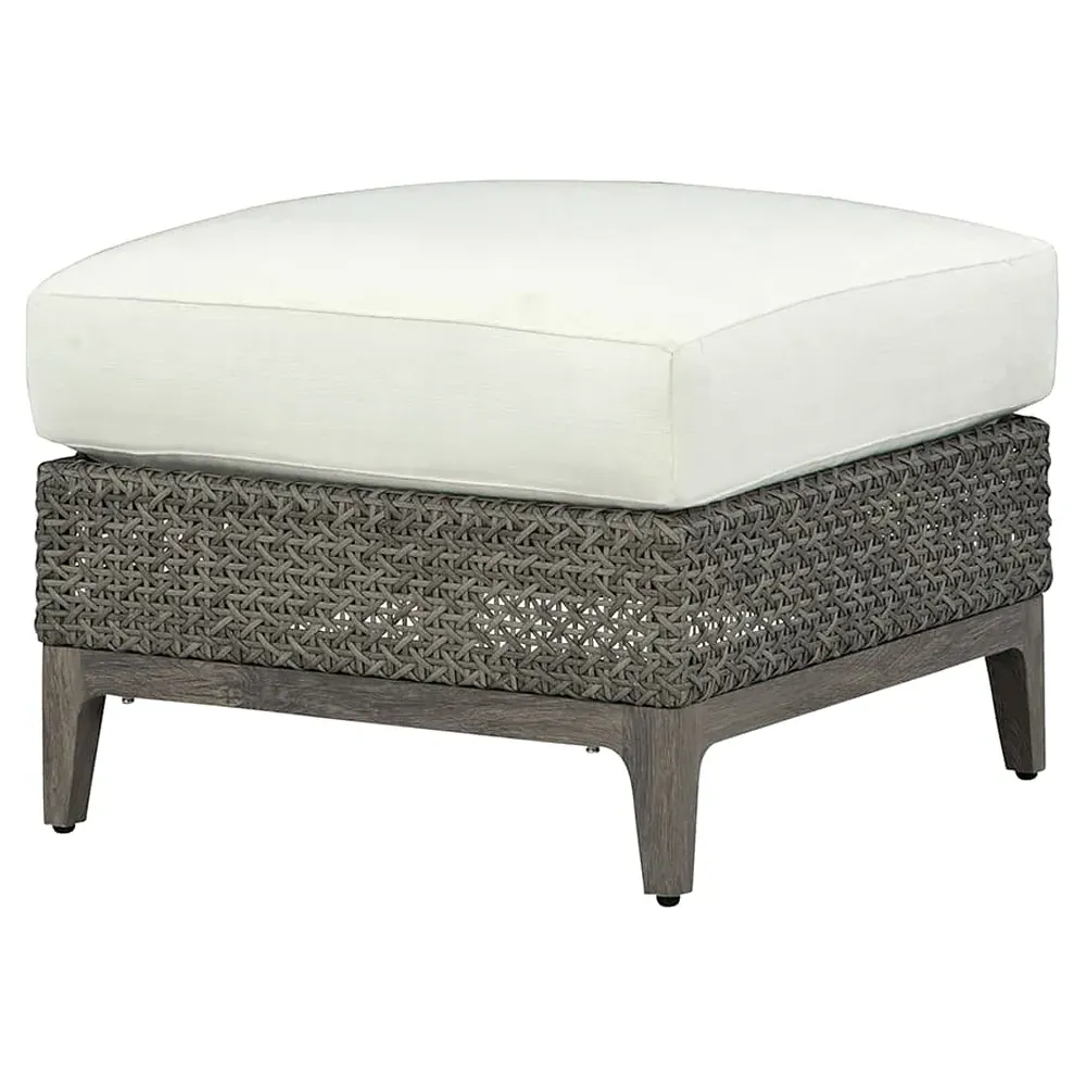 Mavis Square Outdoor Ottoman - Grey, Wicker image