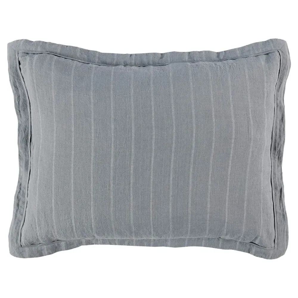 Mavis Standard Striped Linen Sham - Sea Fog Blue image