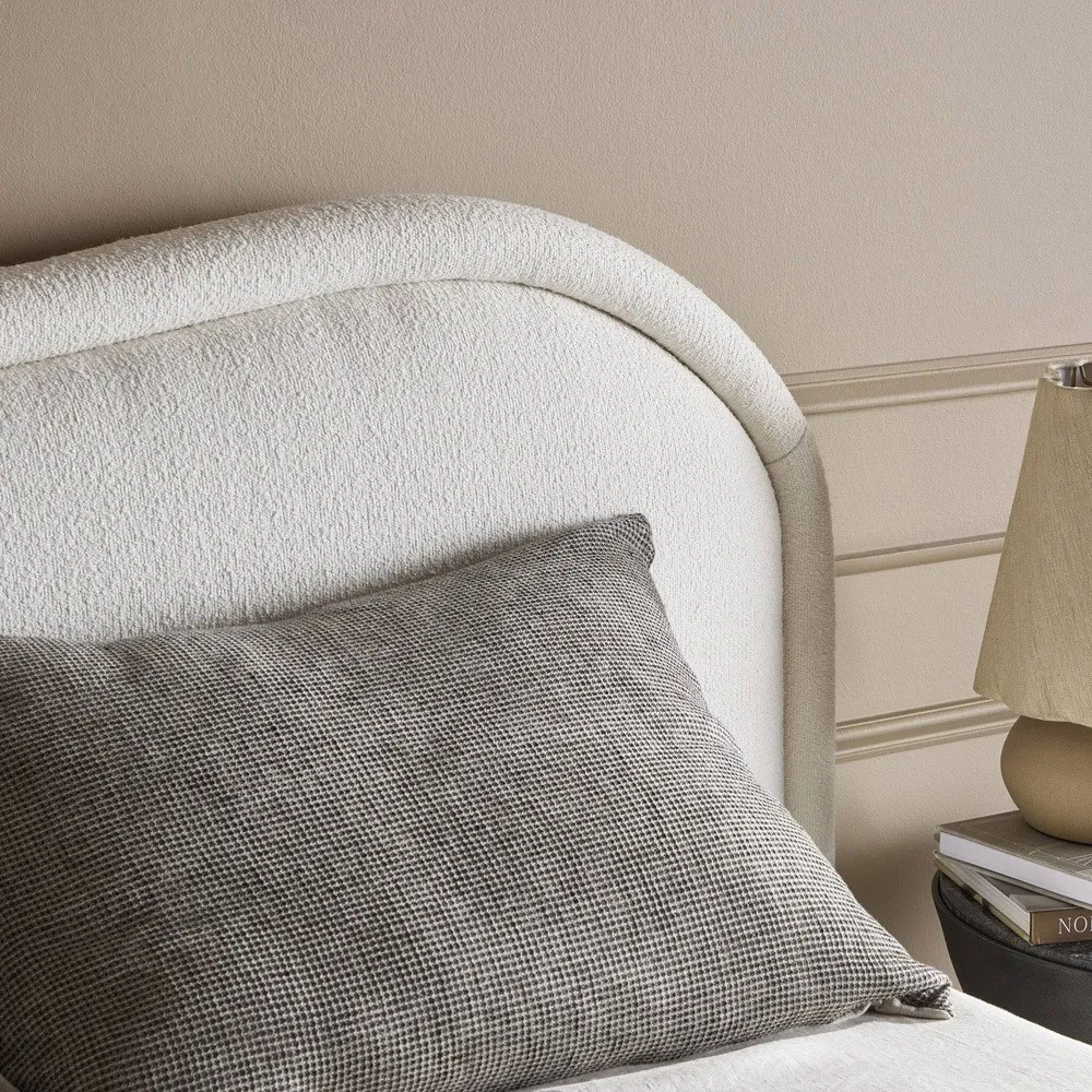 Maxene Queen Size Bed - Cream, Boucle