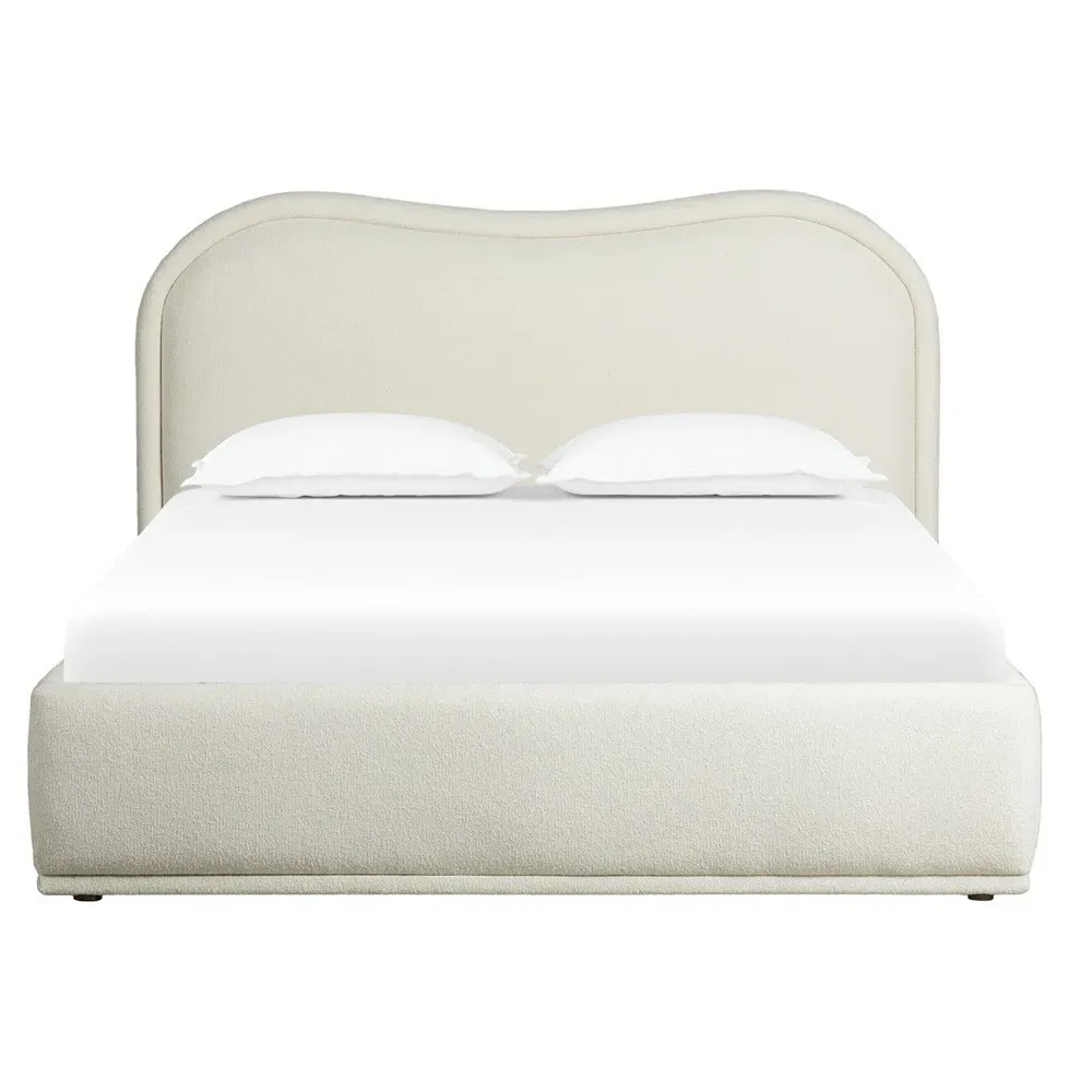 Maxene Queen Size Bed - Cream, Boucle image