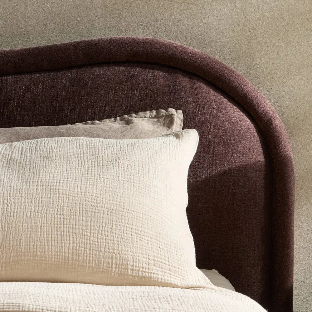 Maxene Queen Size Bed Frame - Maroon, Velvet