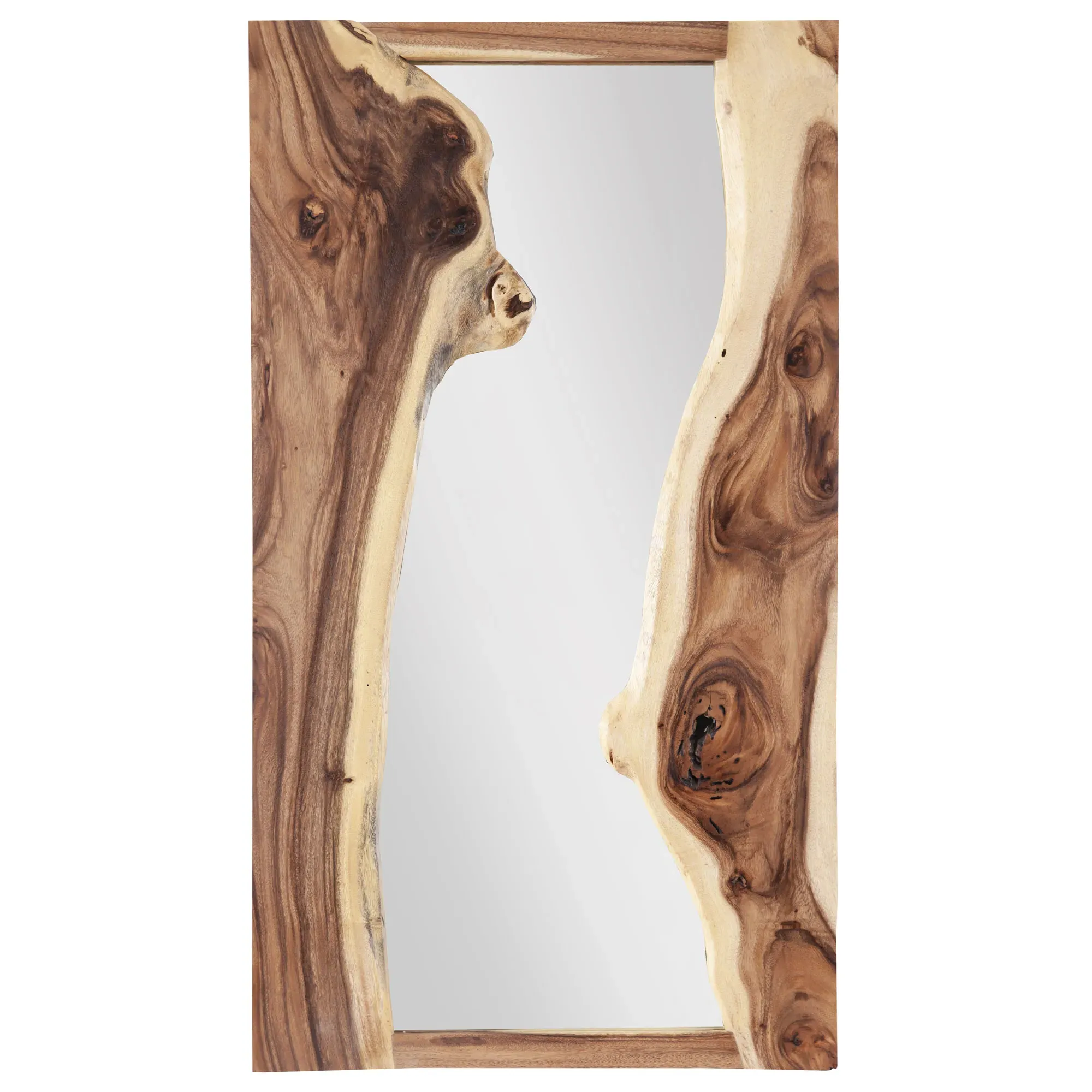 Maxim Rectangular Wall Mirror - Brown, Chamcha Wood image