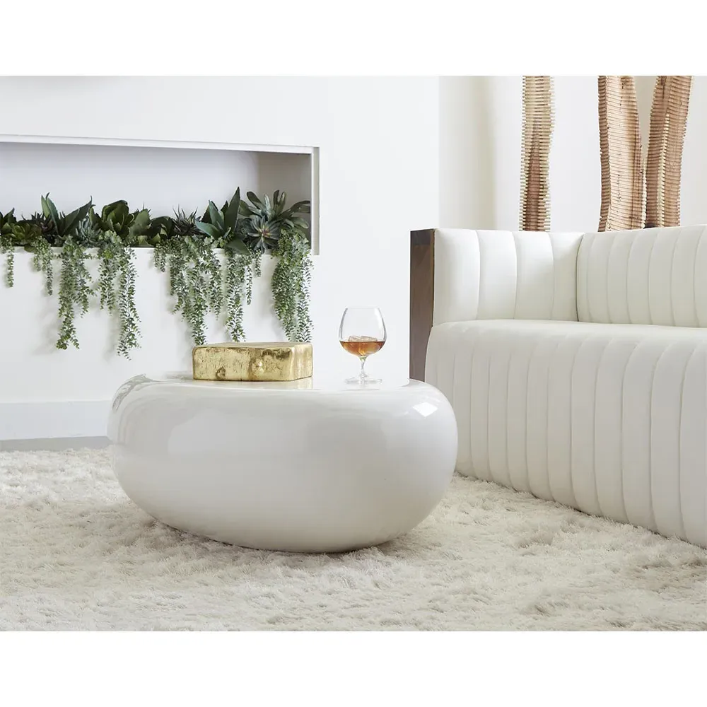 Maxim Small Outdoor Coffee Table - White, Resin