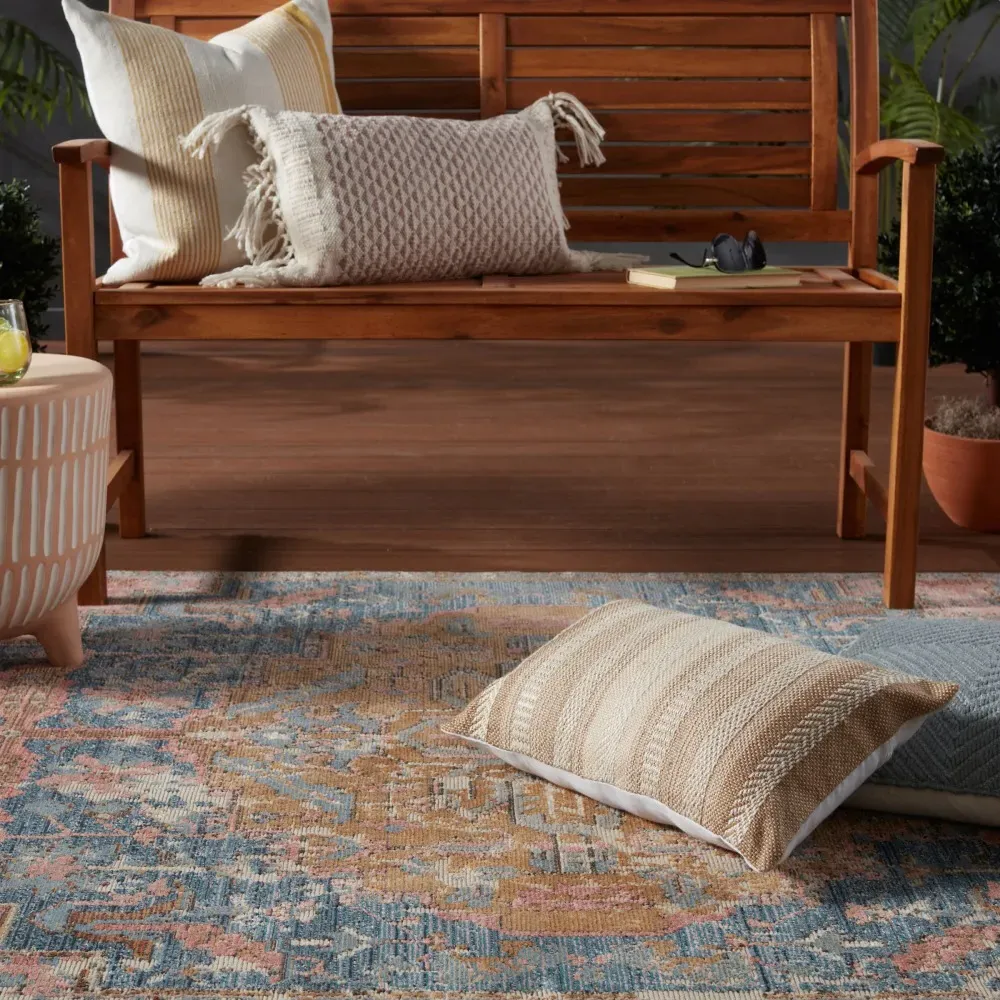 Maximus Global Striped Indoor Outdoor Lumbar Pillow - Beige