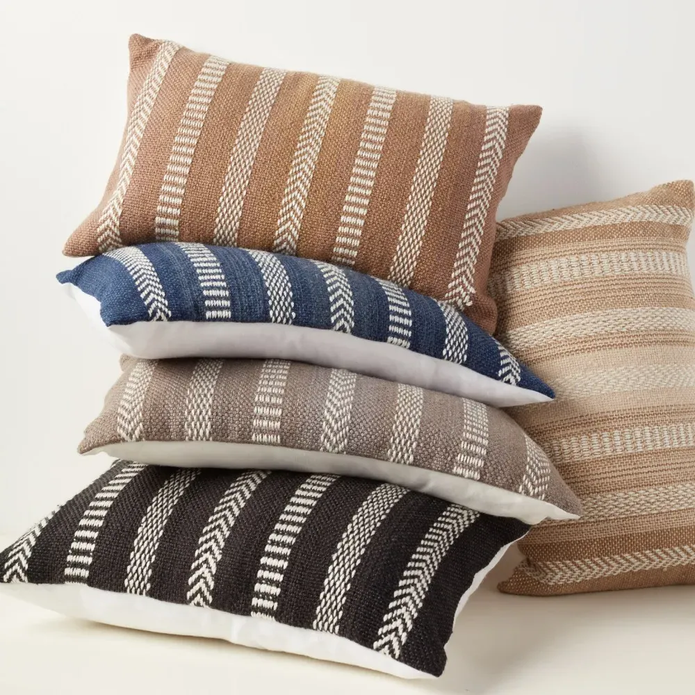 Maximus Global Striped Indoor Outdoor Lumbar Pillow - Beige