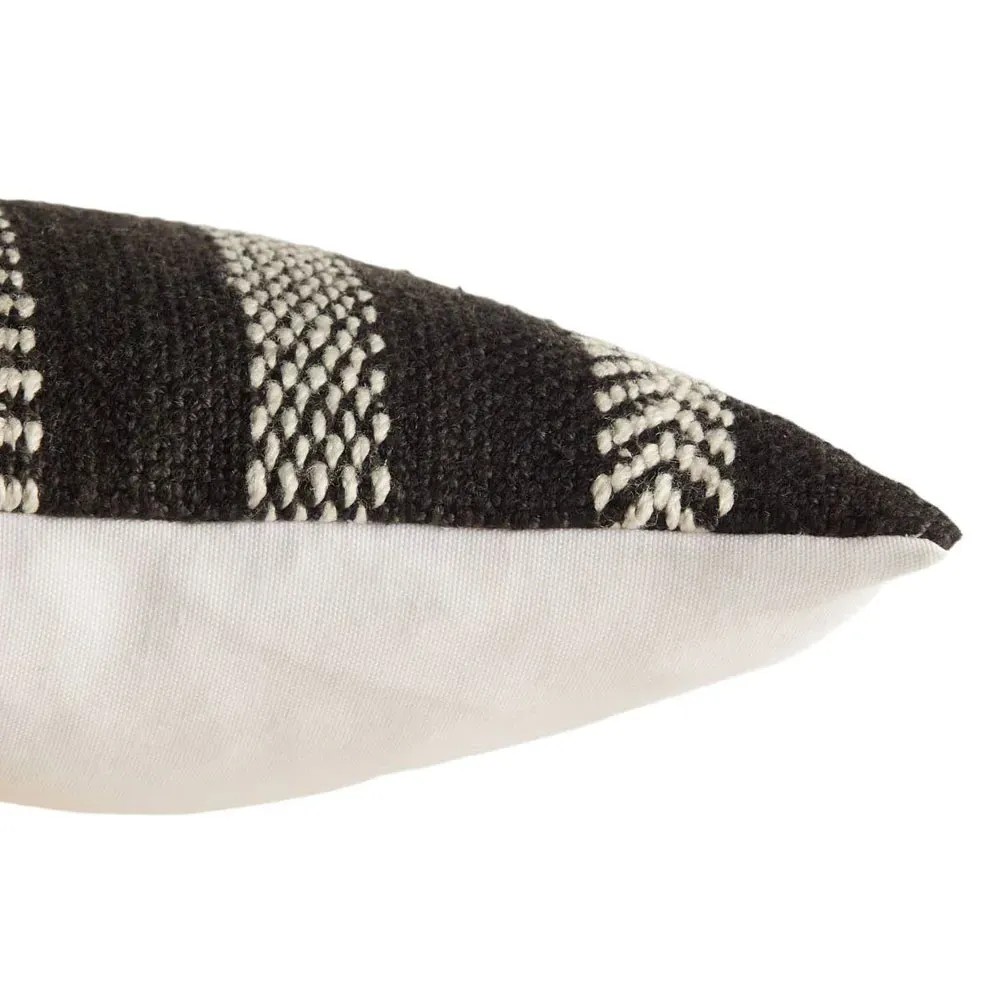Maximus Global Striped Indoor Outdoor Lumbar Pillow - Black