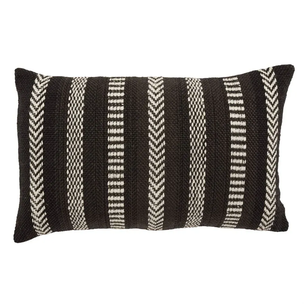 Maximus Global Striped Indoor Outdoor Lumbar Pillow - Black