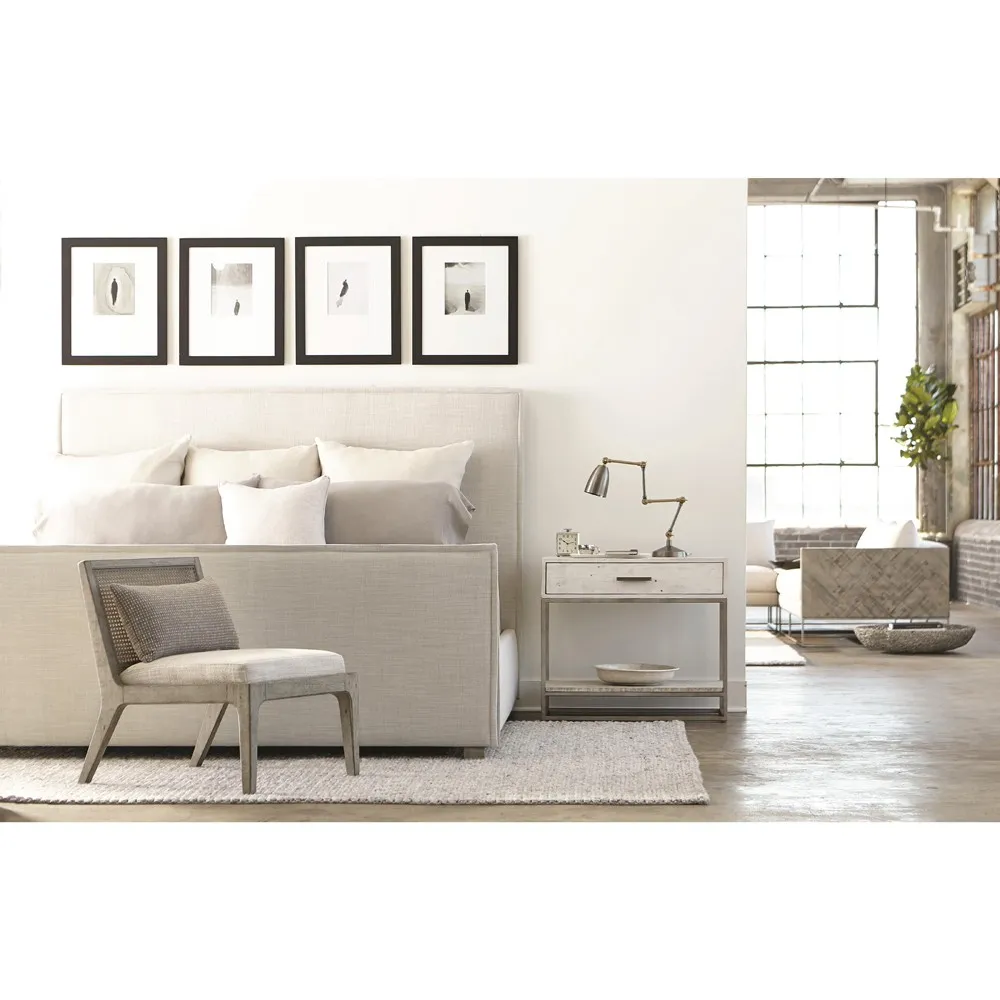 Maxine Queen Size Upholstered Bed - Grey, Wood