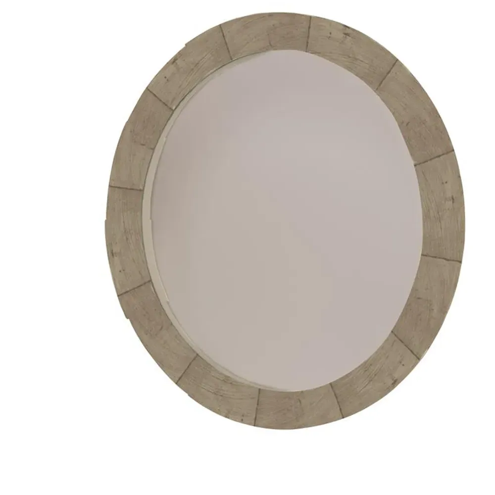 Maxine Round Wall Mirror - Brown, Wood
