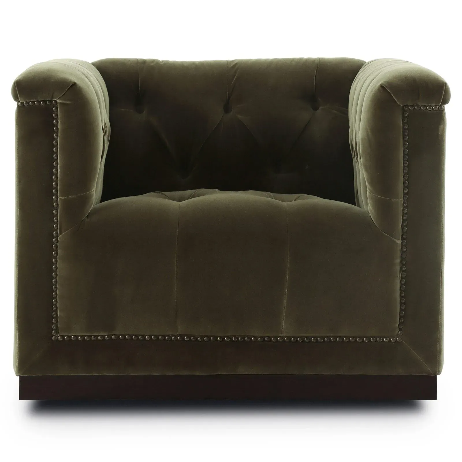 Maxx Tufted Swivel Club Chair with Nailhead Trim - Olive, Velvet