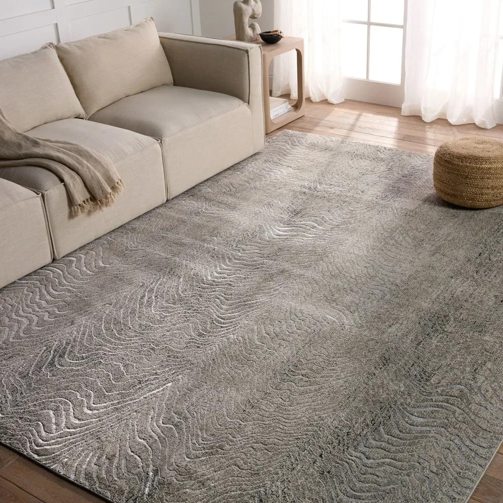 May Animal Patterned Rug Sample - Grey, Polyester