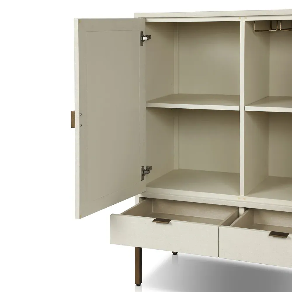 Maya Bar Cabinet - Cream, Linen