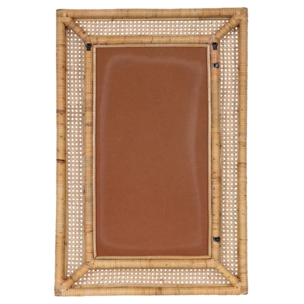 Maya Beveled Frame Wall Mirror - Brown, Rattan