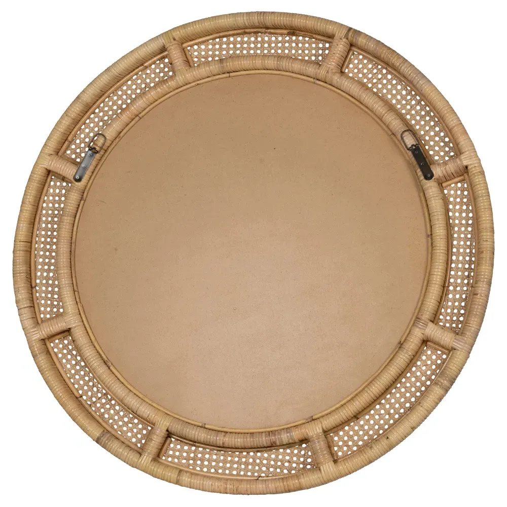 Maya Coastal Round Wall Mirror - Natural, Rattan