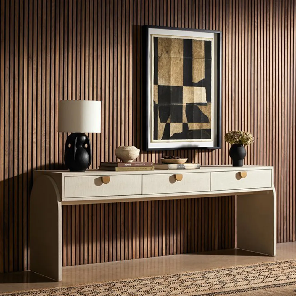 Maya Console Table - Cream, Mahogany