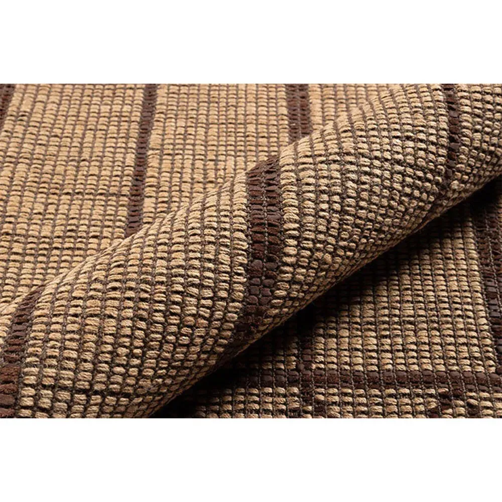 Maya Geometric Rug with Fringe - Brown, Jute
