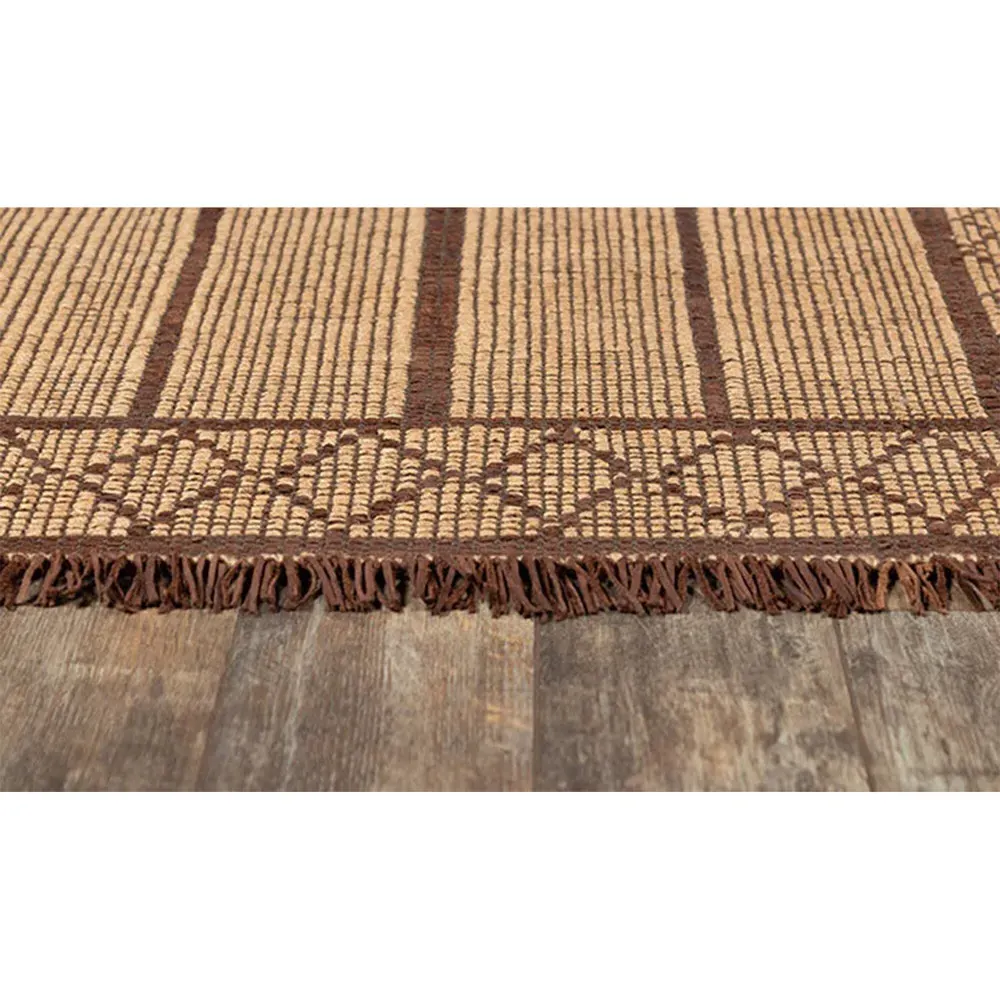 Maya Geometric Rug with Fringe - Brown, Jute