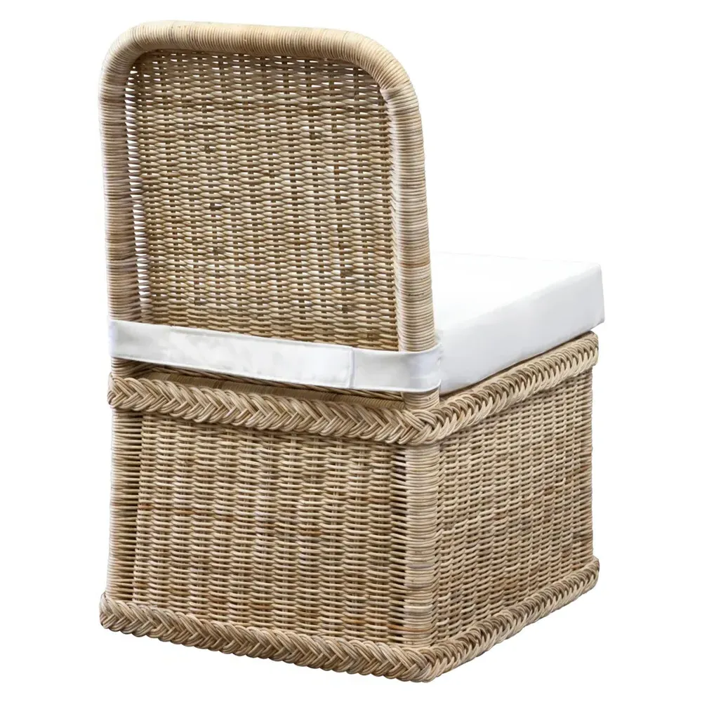 Maya Handwoven Rattan Slipper Chair - White, Rattan