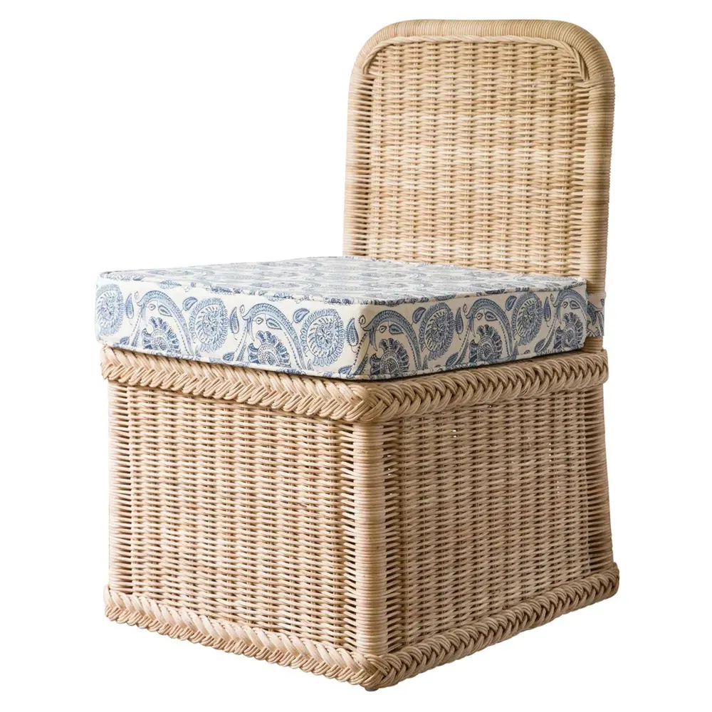 Maya Handwoven Rattan Slipper Chair - White, Rattan