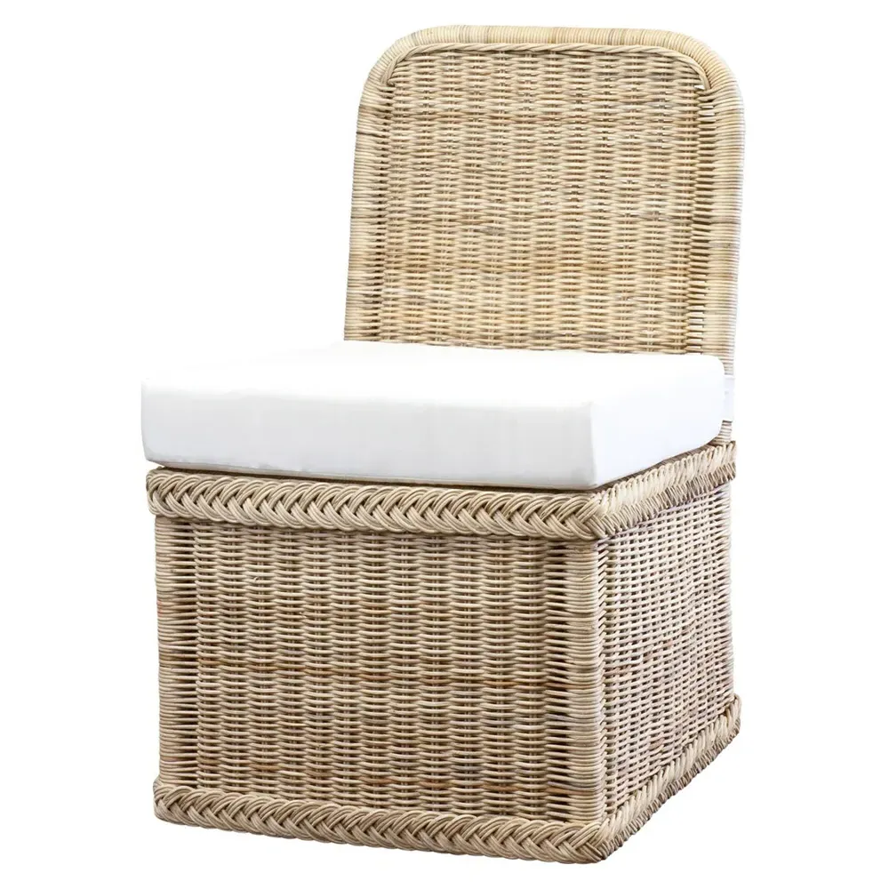 Maya Handwoven Rattan Slipper Chair - White, Rattan image
