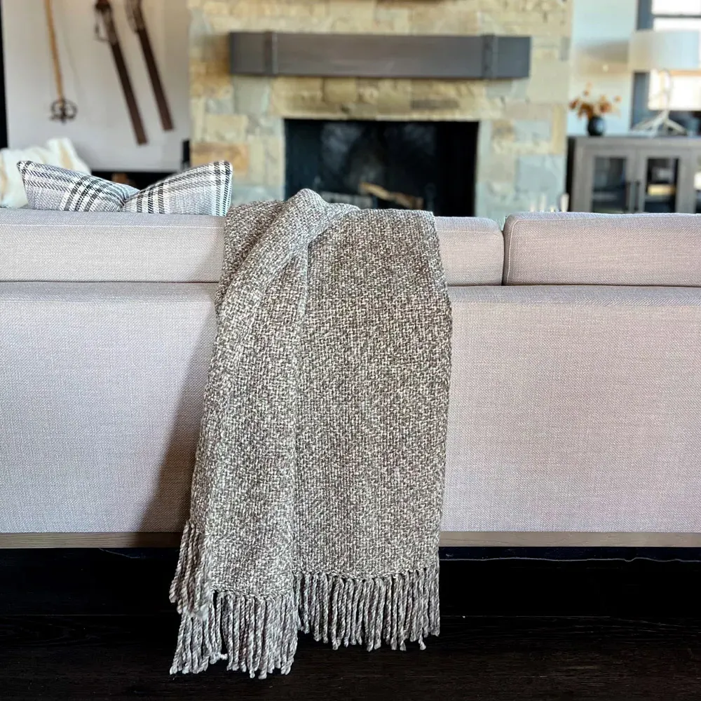 Maya Handwoven Throw Blanket - Grey, Wool