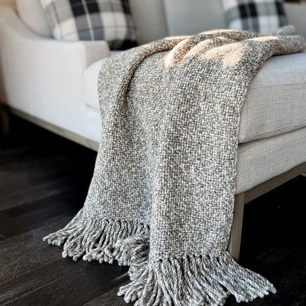 Maya Handwoven Throw Blanket - Grey, Wool
