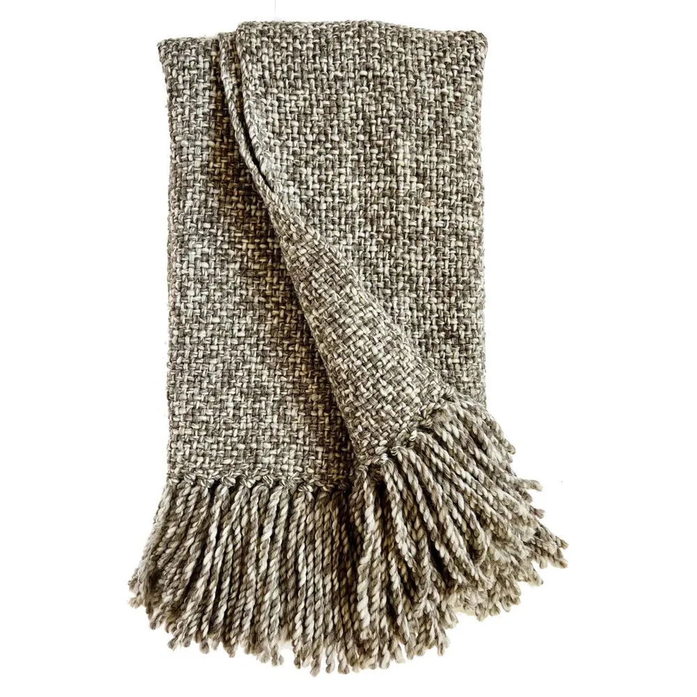 Maya Handwoven Throw Blanket - Grey, Wool