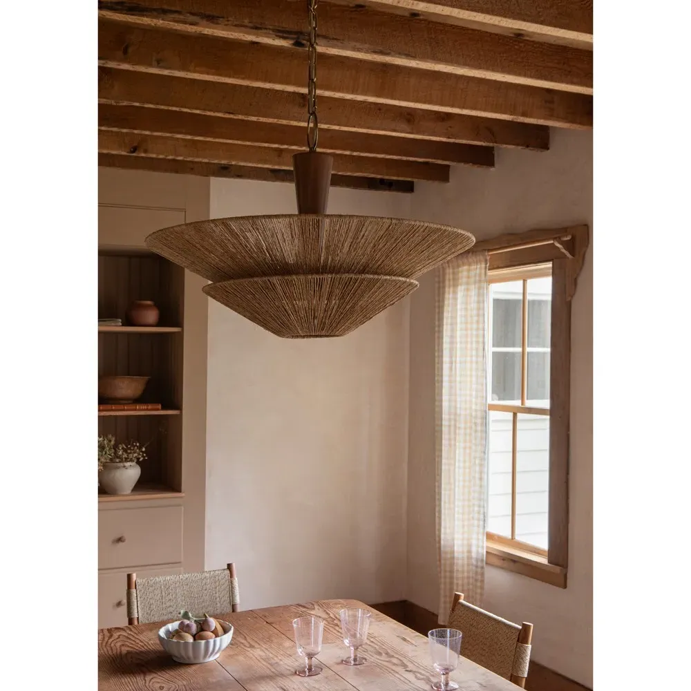 Maya Jute Shade Pendant - Natural, Wood