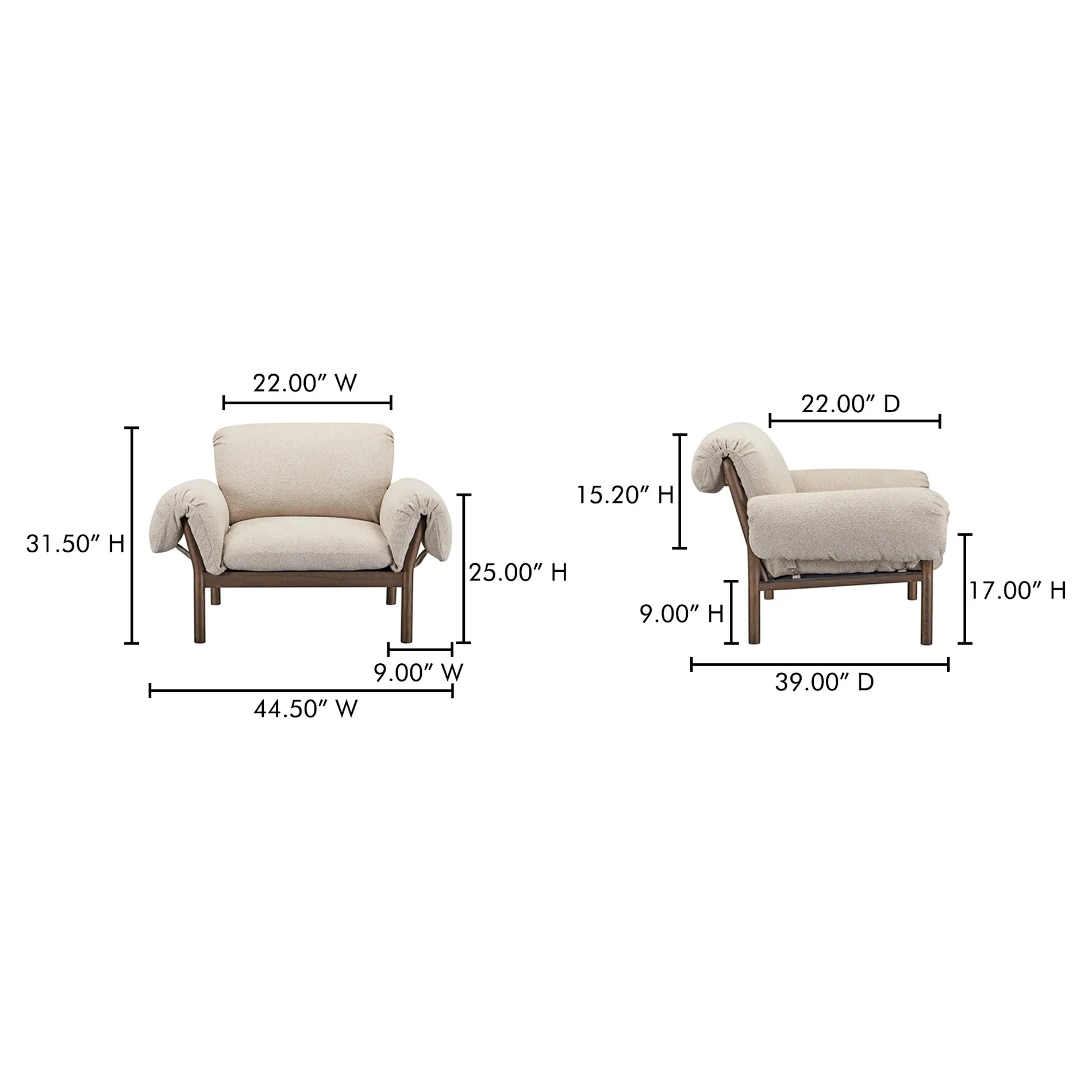 Maya Lounge Chair - Beige, Ash