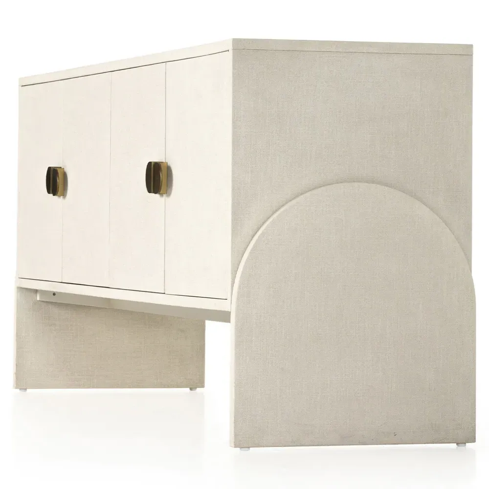 Maya Media Cabinet - White, Linen