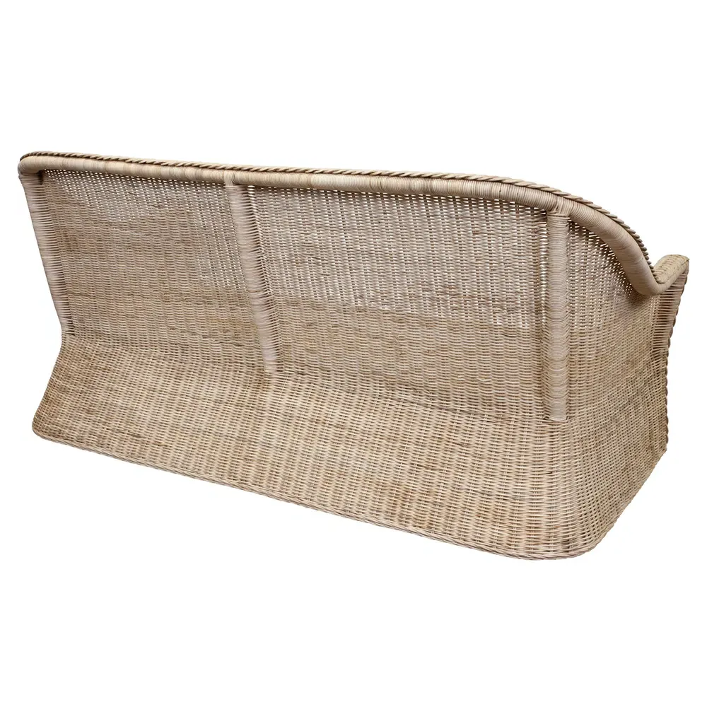 Maya Rattan Tufted Sofa - White, Rattan