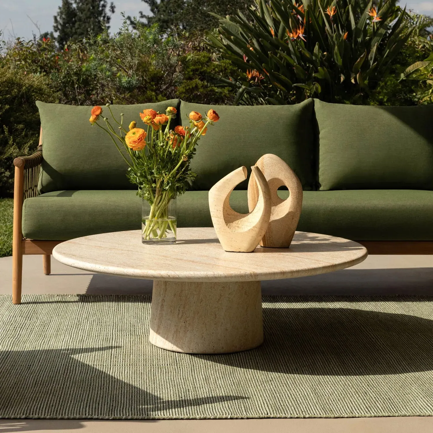 Maya Round Outdoor Coffee Table - Beige, Concrete