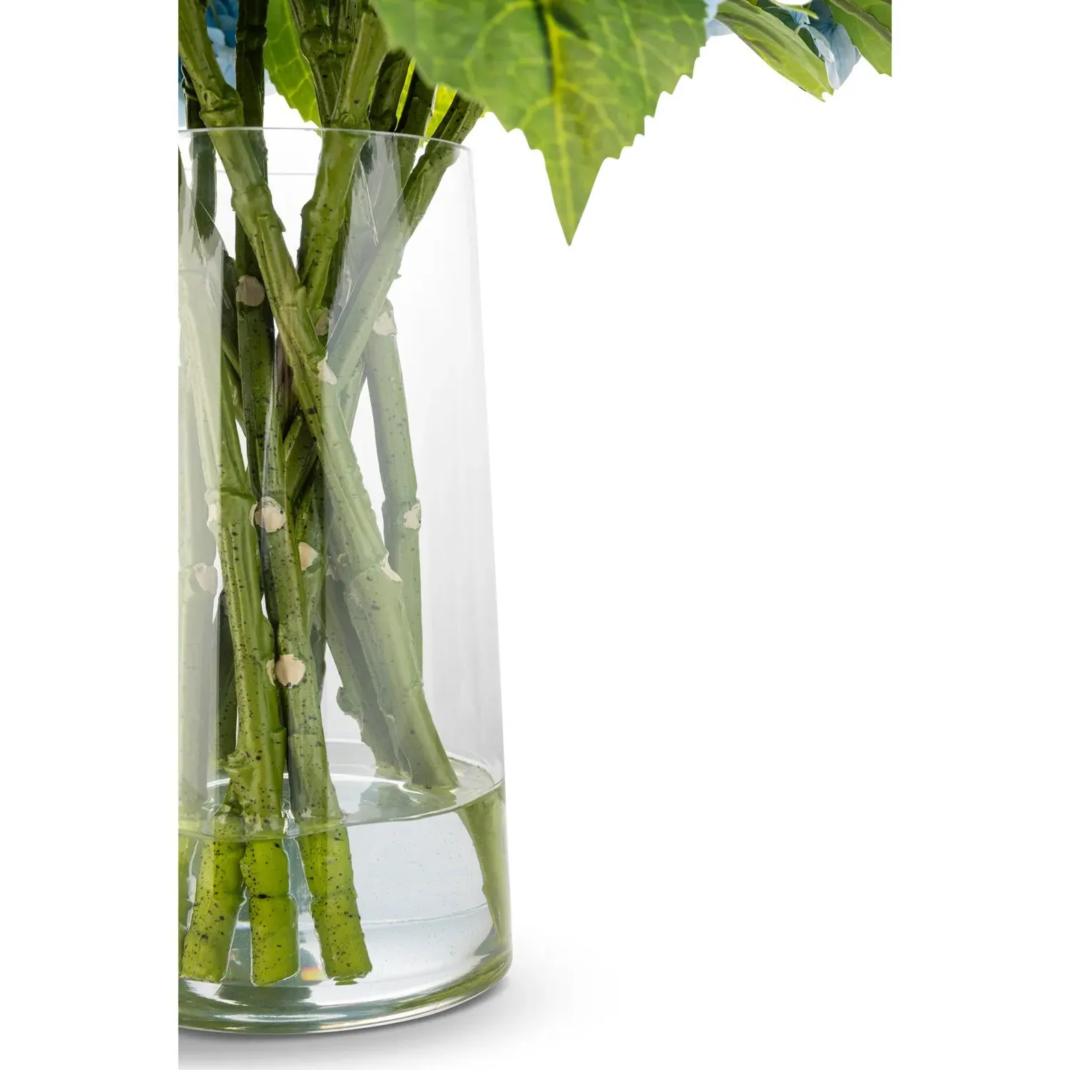Maybelle Hydrangea Glass Vase Faux Floral Arrangement - Blue